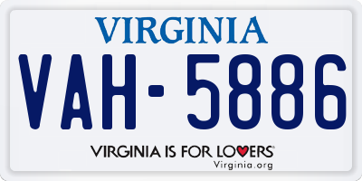 VA license plate VAH5886