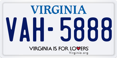 VA license plate VAH5888