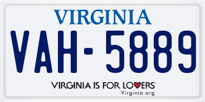 VA license plate VAH5889
