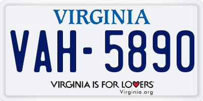 VA license plate VAH5890