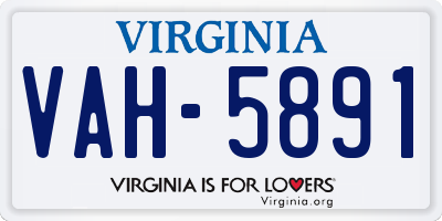 VA license plate VAH5891