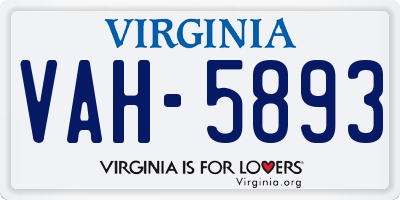 VA license plate VAH5893
