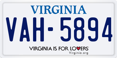 VA license plate VAH5894