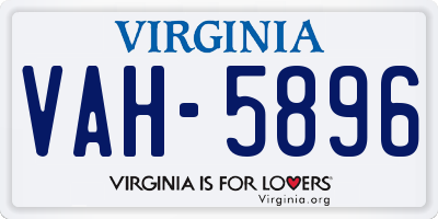 VA license plate VAH5896
