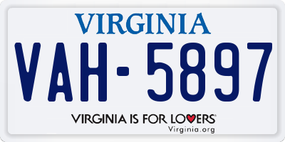 VA license plate VAH5897