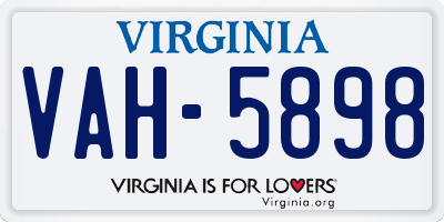 VA license plate VAH5898