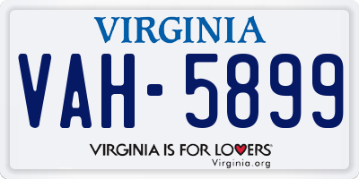 VA license plate VAH5899