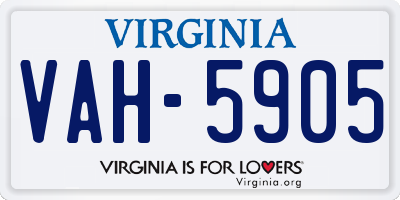 VA license plate VAH5905