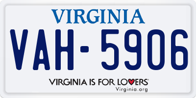 VA license plate VAH5906