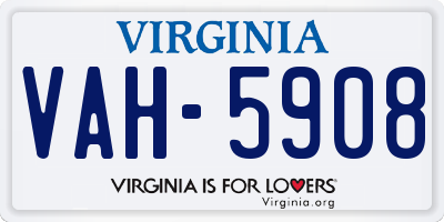 VA license plate VAH5908