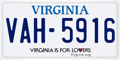 VA license plate VAH5916