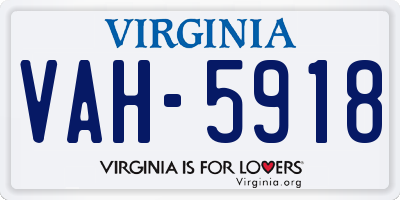 VA license plate VAH5918