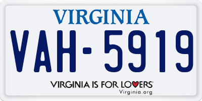 VA license plate VAH5919