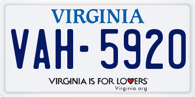 VA license plate VAH5920