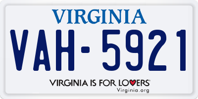 VA license plate VAH5921