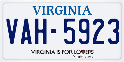 VA license plate VAH5923