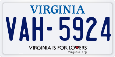 VA license plate VAH5924