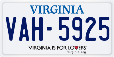 VA license plate VAH5925
