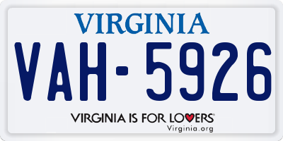 VA license plate VAH5926