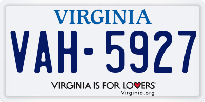 VA license plate VAH5927