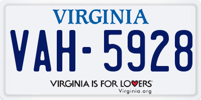 VA license plate VAH5928