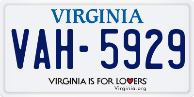 VA license plate VAH5929