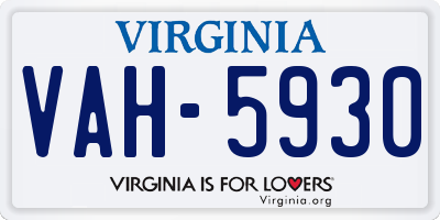 VA license plate VAH5930
