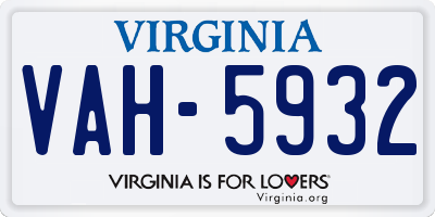VA license plate VAH5932