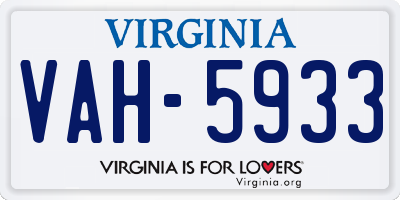 VA license plate VAH5933