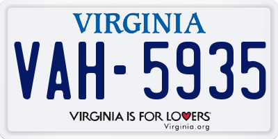 VA license plate VAH5935