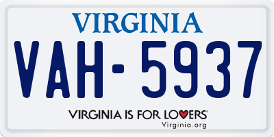 VA license plate VAH5937