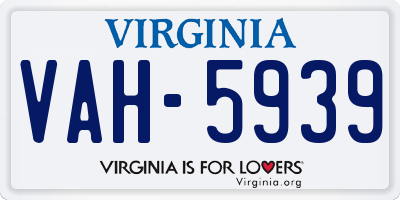 VA license plate VAH5939