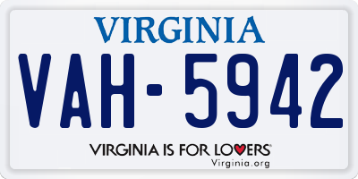 VA license plate VAH5942
