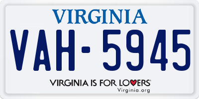 VA license plate VAH5945
