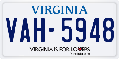 VA license plate VAH5948