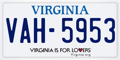 VA license plate VAH5953