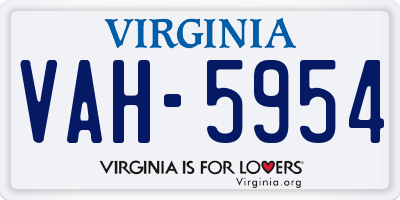 VA license plate VAH5954
