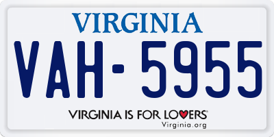 VA license plate VAH5955
