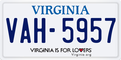 VA license plate VAH5957