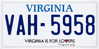 VA license plate VAH5958