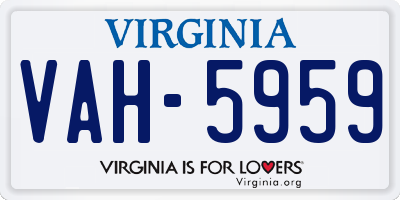VA license plate VAH5959