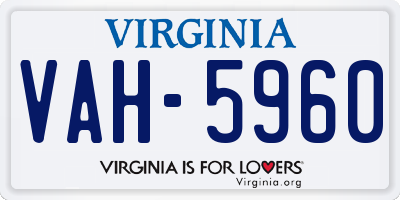 VA license plate VAH5960