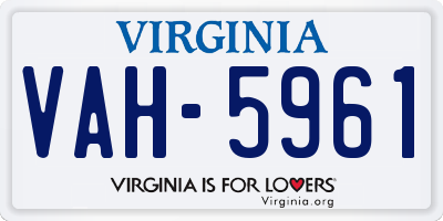 VA license plate VAH5961