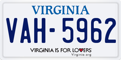VA license plate VAH5962