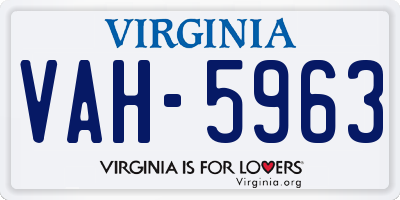 VA license plate VAH5963