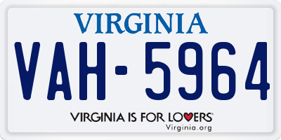 VA license plate VAH5964