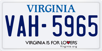 VA license plate VAH5965