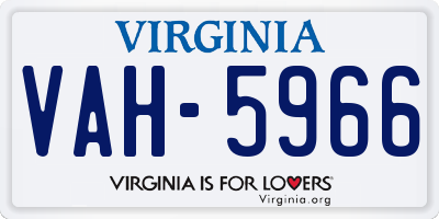 VA license plate VAH5966