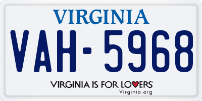 VA license plate VAH5968