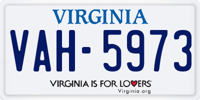 VA license plate VAH5973